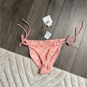 Floral Tie-Side Bikini Bottom in Peach Pink